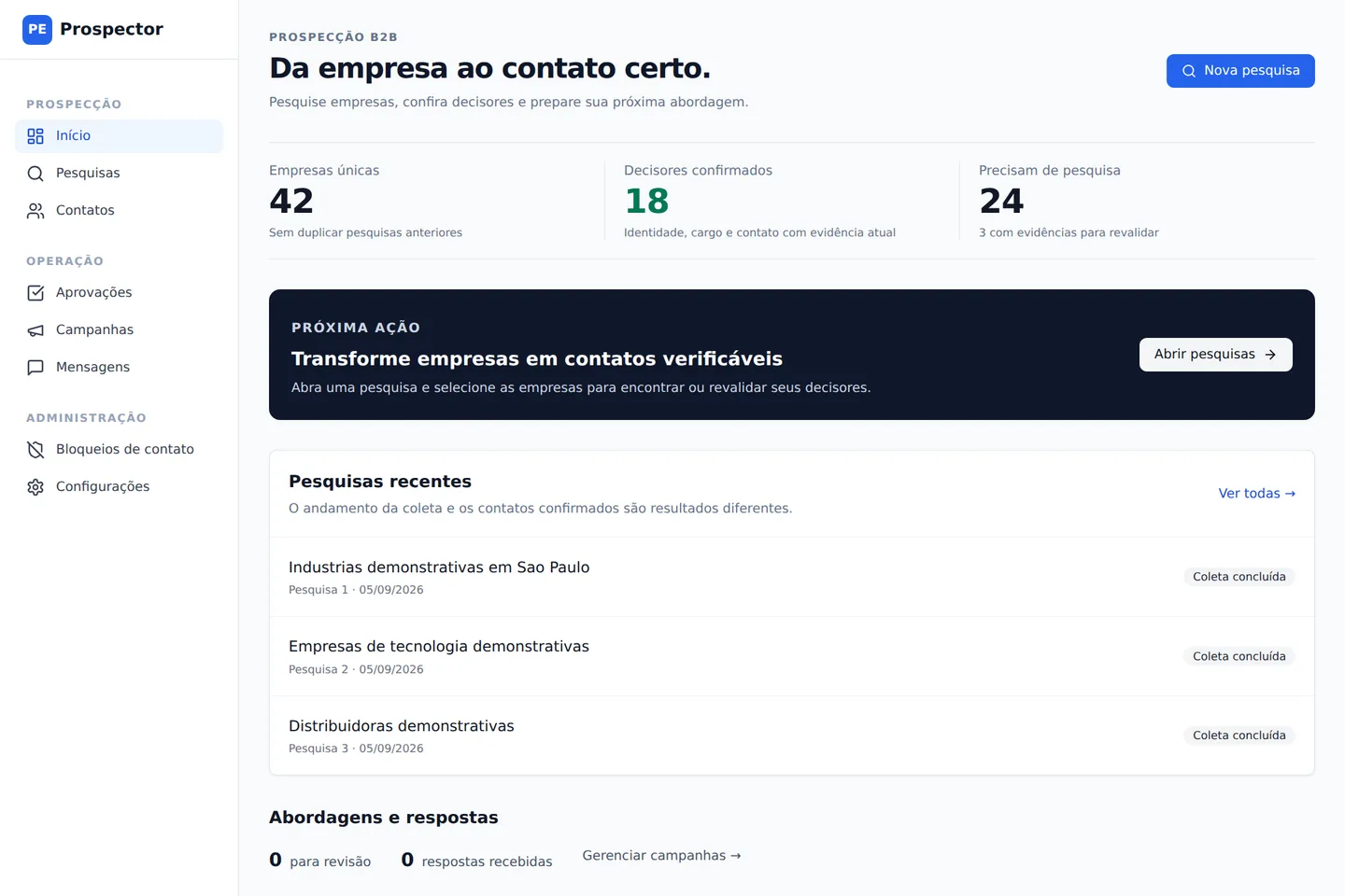 Prospecting dashboard